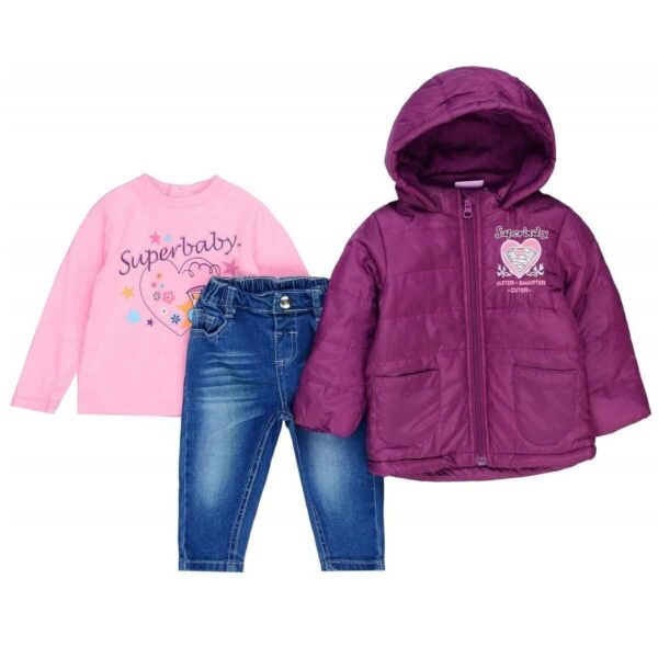 Бебешки комплект яке, блуза и дънки SUPERBABY